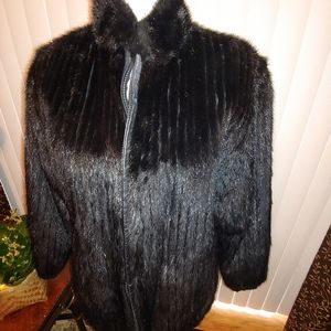 Mink/leather sz M reversible jacket
